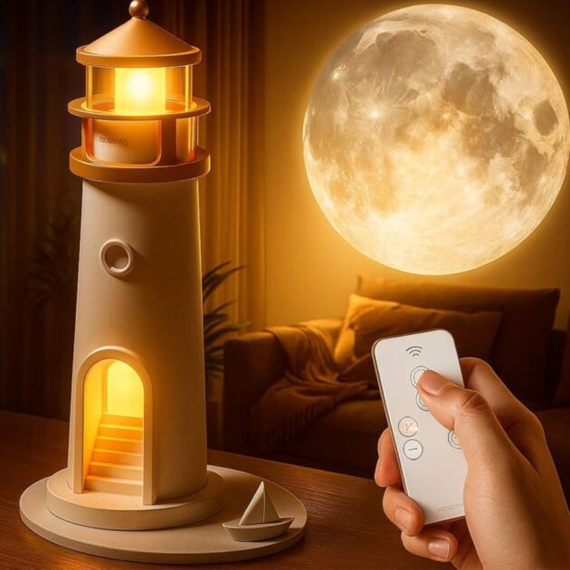 Veilleuse à Projection de Lumière de Lune avec Télécommande – جهاز عرض ضوء القمر