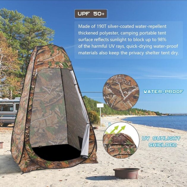 Tente de change pliable protection UPF 50+ et imperméable, 120 x 120 x 190 cm, camouflage - خيمة تغيير الملابس قابلة للطي